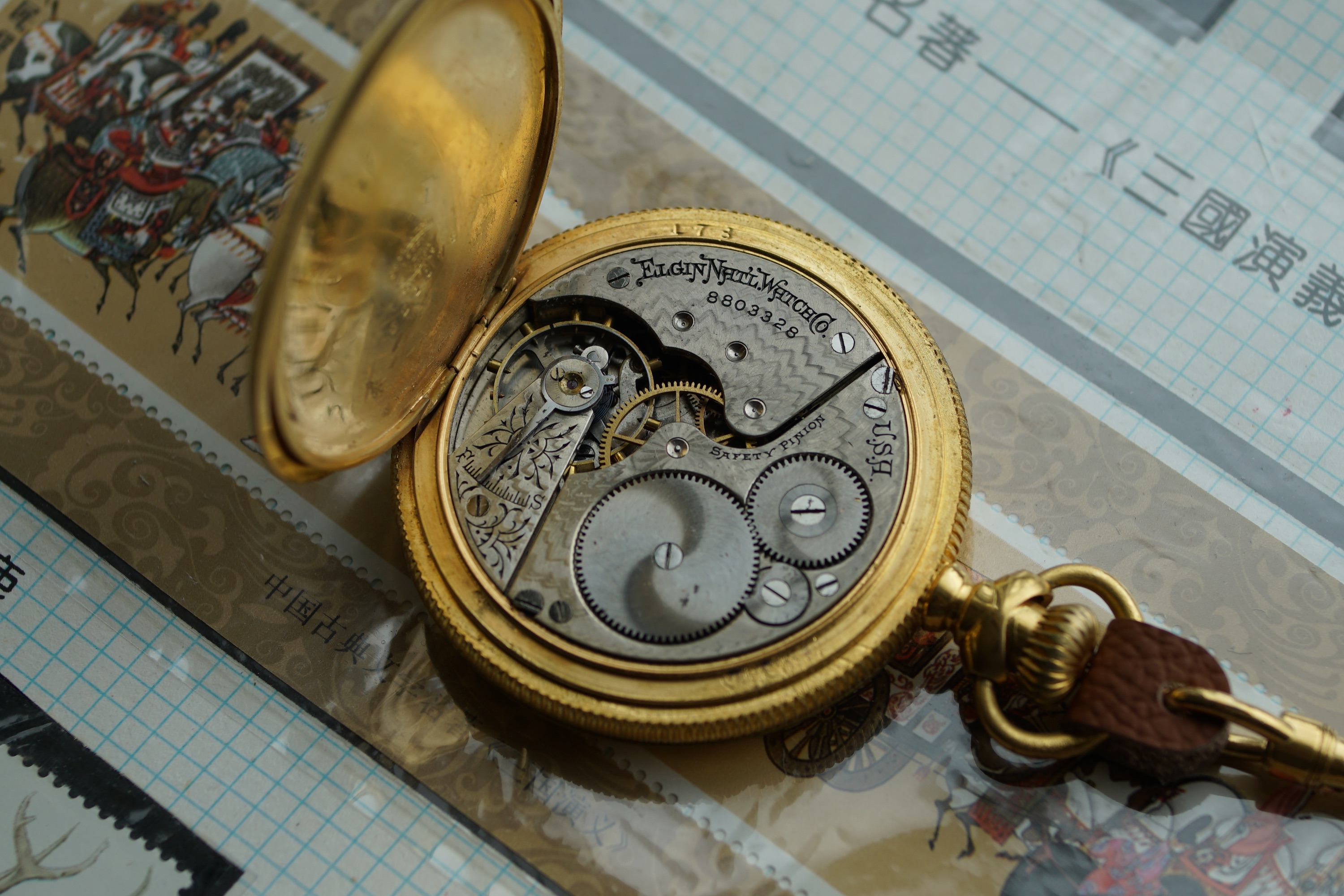 Elgin pocket watch held in the hand