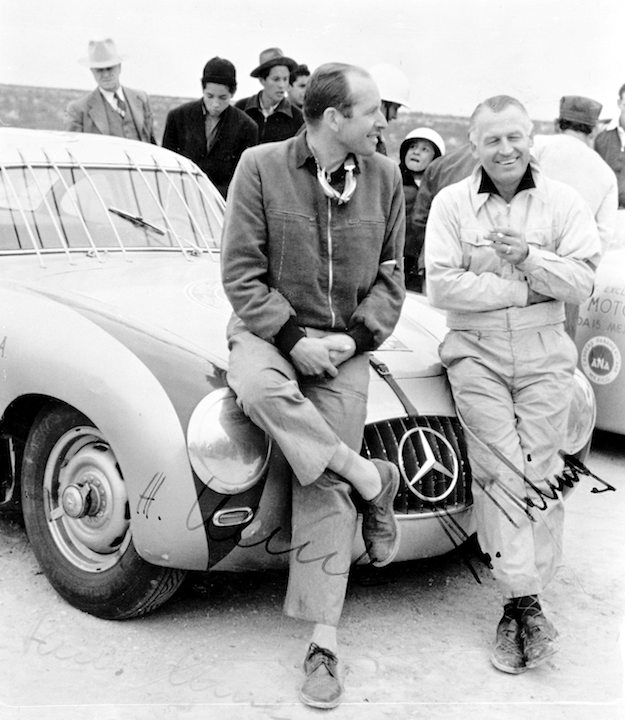 Karl Kling and Hans Klenk with their winning Mercedes-Benz 300 SL at the 1952 Carrera Panamericana