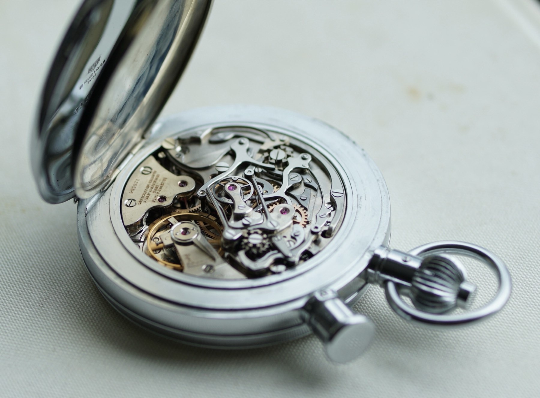 Open Heuer Ref. 11.204 showing the split-seconds movement