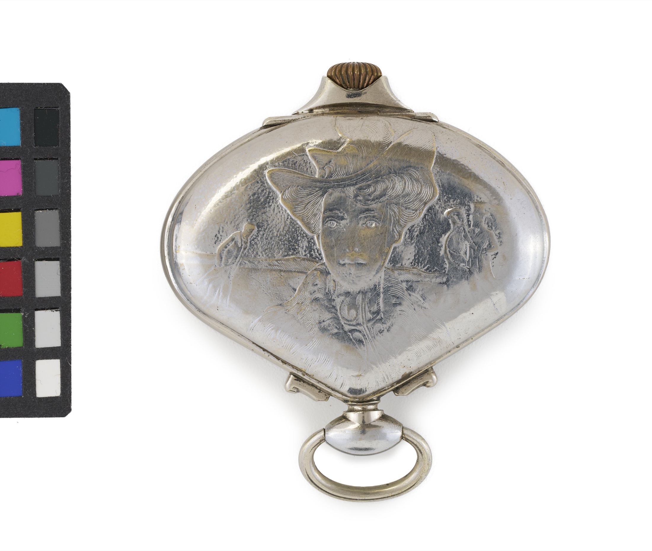Engraved reverse of a fan-shaped Record Sector pocket watch