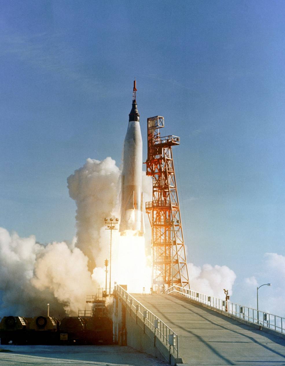Liftoff of Mercury-Atlas 8 carrying Wally Schirra into orbit
