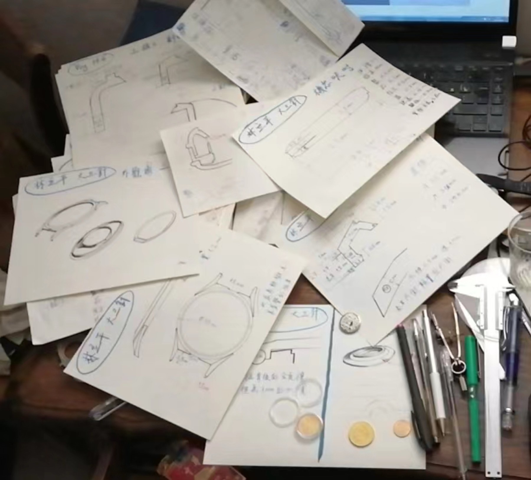 Three-Hander design sheet drawing, photograph 5
