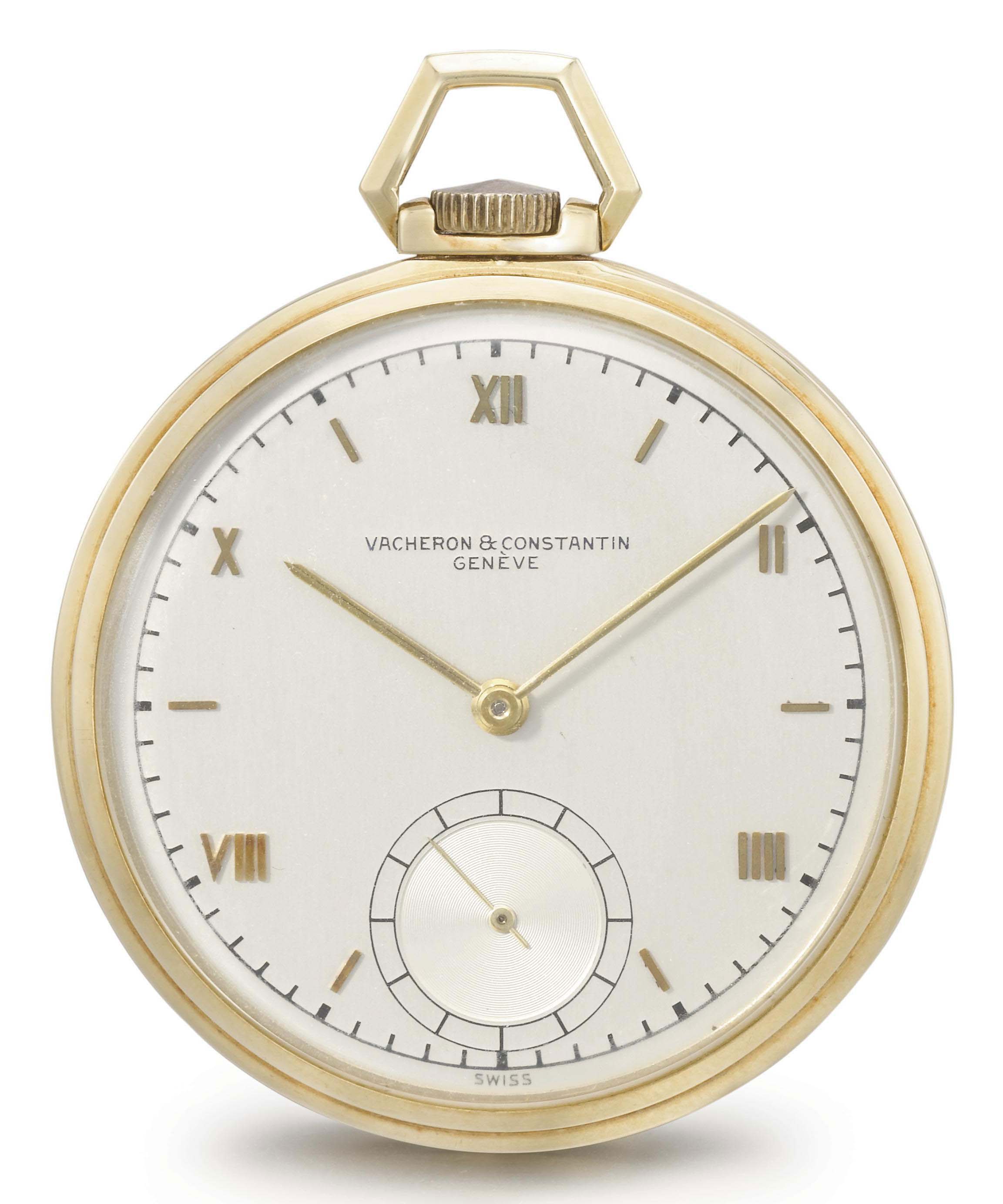 Christie's lot photograph of a 1948 Vacheron Constantin pocket watch with an American 14K case, movement 454617