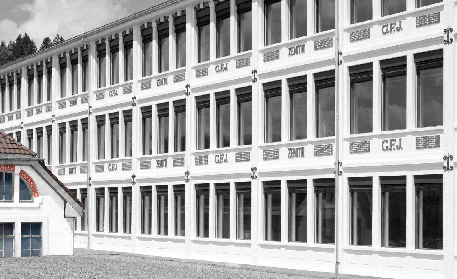 Historical view of the Zenith factory buildings in Le Locle